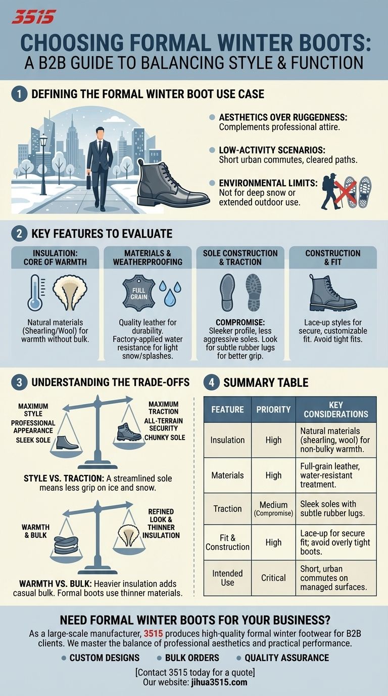 Que faut-il considérer lors du choix de bottes d'hiver habillées ? Équilibre entre style, chaleur et adhérence Guide Visuel