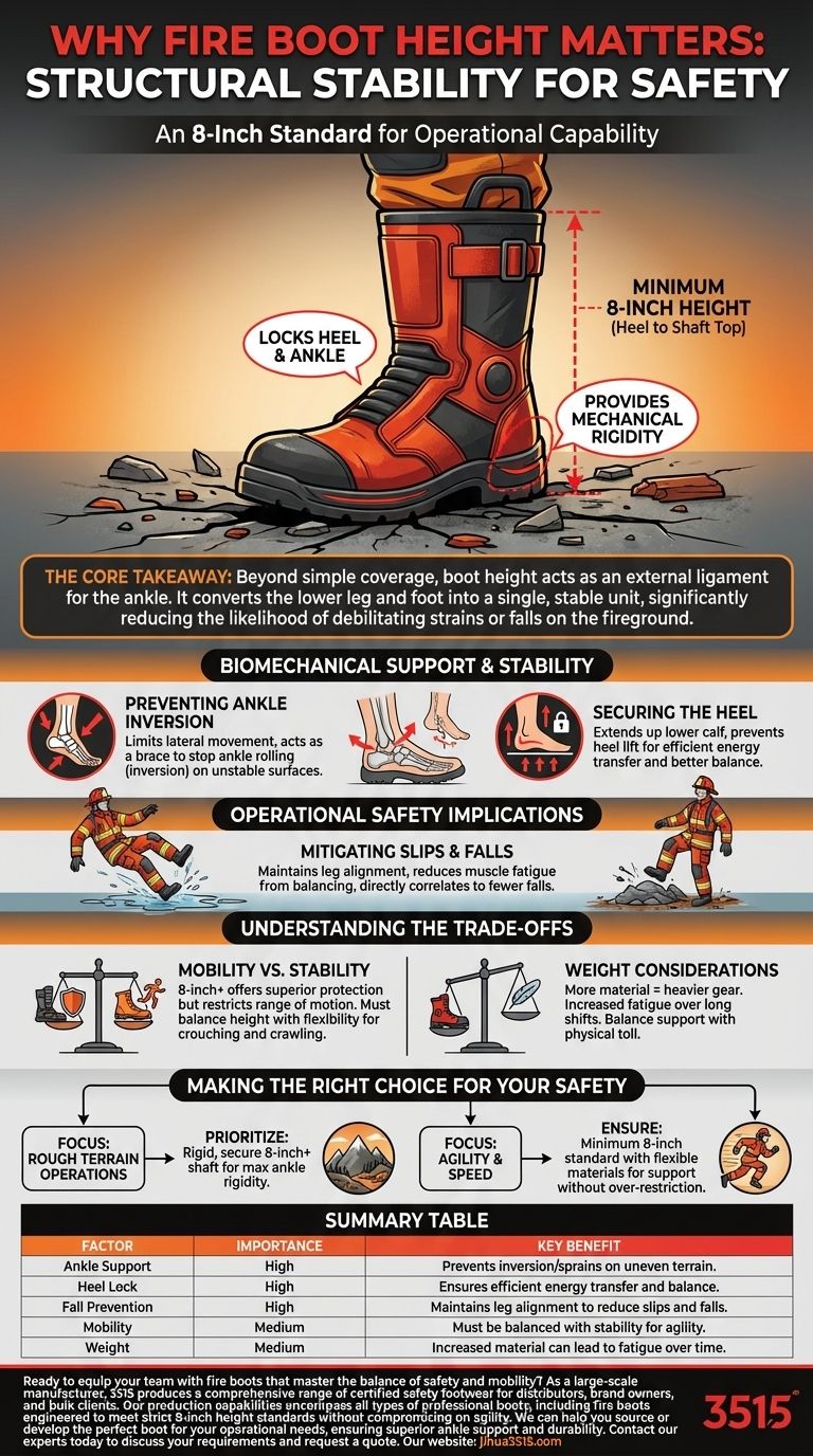 消防ブーツにおいて、丈の高さはなぜ重要な要素となるのでしょうか？足首の安定性と転倒防止の鍵 ビジュアルガイド