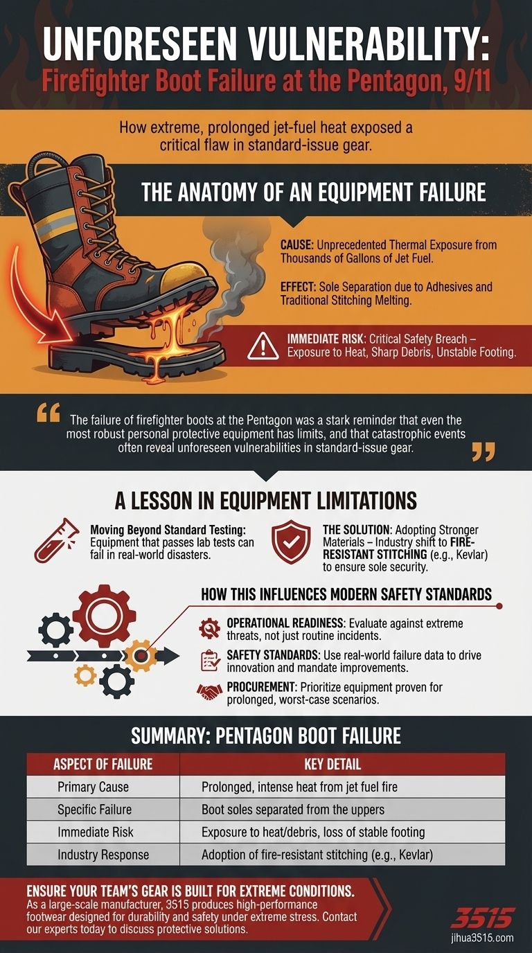 Qual problema inesperado os bombeiros enfrentaram no Pentágono em 11 de setembro? As Botas Que Derreteram no Calor Guia Visual