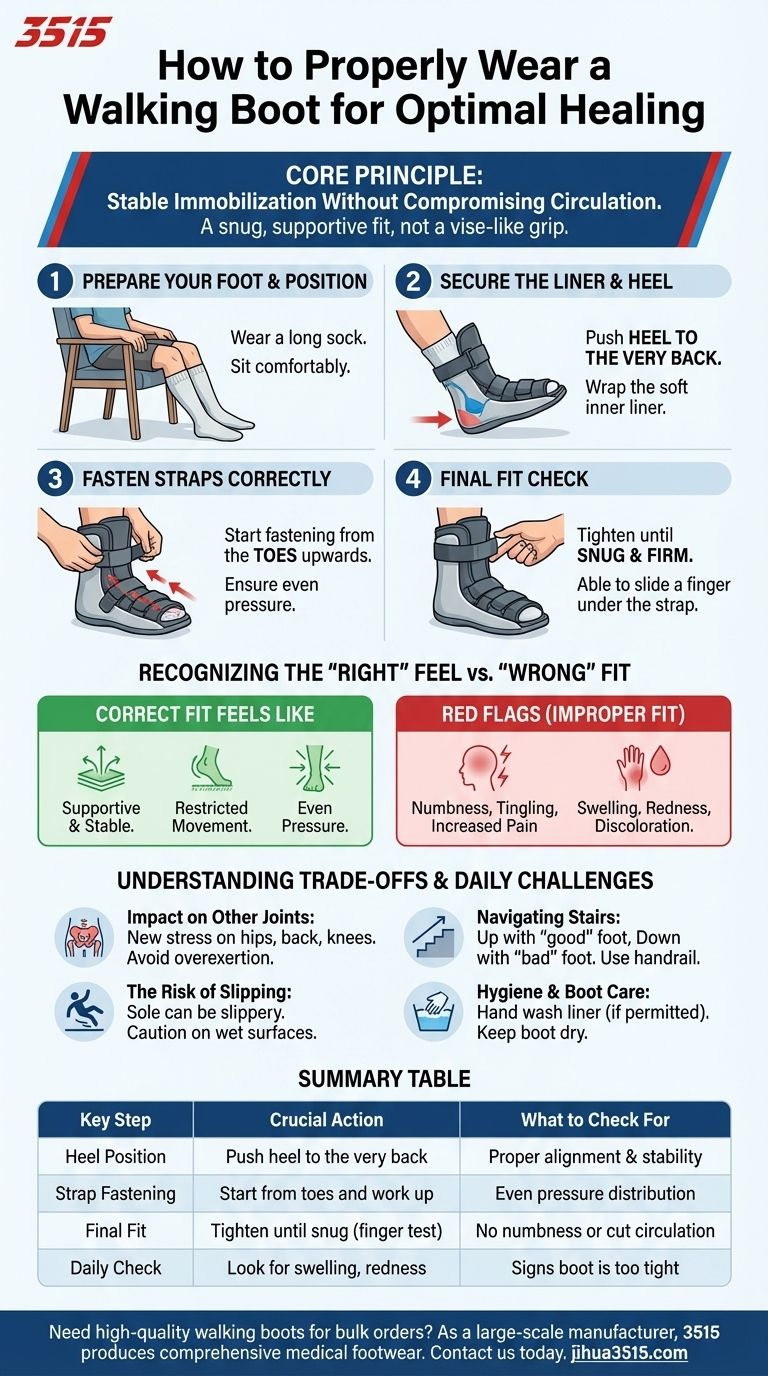 ウォーキングブーツは正しくどのように着用すべきですか？安全で快適なフィット感のためのステップバイステップガイド ビジュアルガイド