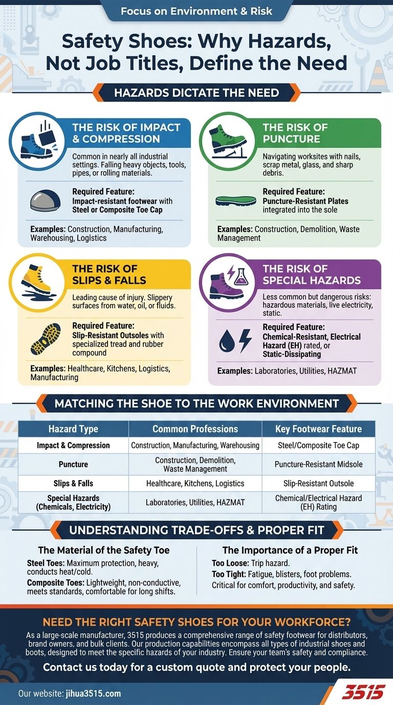 安全靴の使用が義務付けられている職業は何ですか？仕事の危険に合った適切な履物を見つけましょう ビジュアルガイド