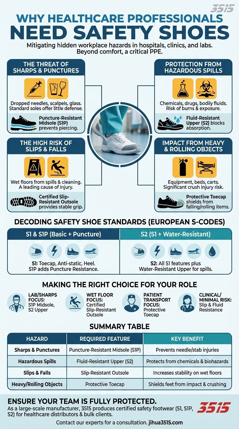 Perché i professionisti sanitari potrebbero aver bisogno di scarpe antinfortunistiche? Protezione essenziale per i pericoli ospedalieri Guida Visiva