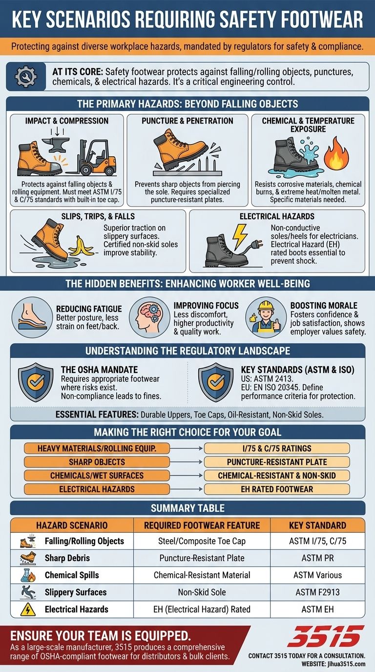 Quels sont les scénarios clés nécessitant des chaussures de sécurité ? Protégez votre personnel contre les dangers Guide Visuel