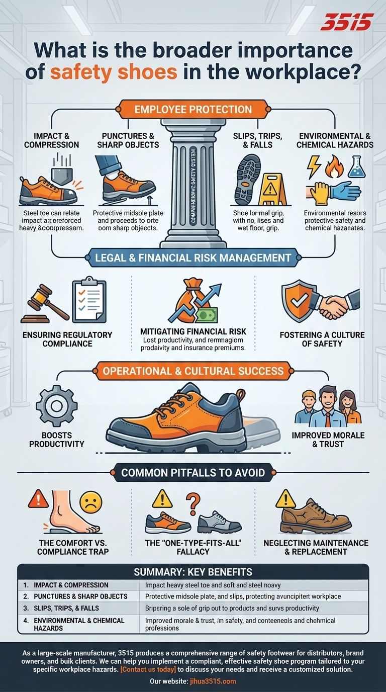 Qual è l'importanza più ampia delle scarpe antinfortunistiche sul posto di lavoro? Proteggi la tua forza lavoro e il tuo bilancio Guida Visiva