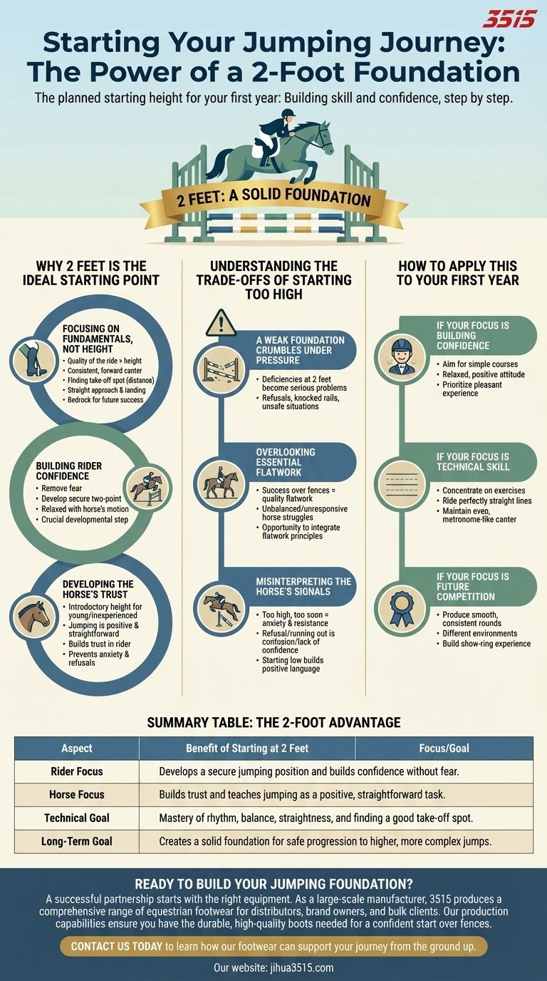 ¿A qué altura comenzará el jinete? Construye una base sólida con saltos de 2 pies Guía Visual