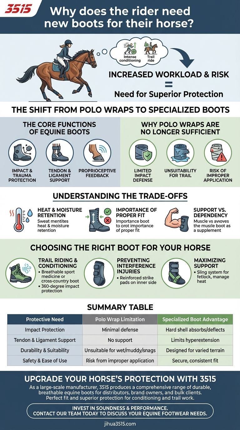 ¿Por qué el jinete necesita nuevas botas para su caballo? Para una protección superior durante el acondicionamiento Guía Visual