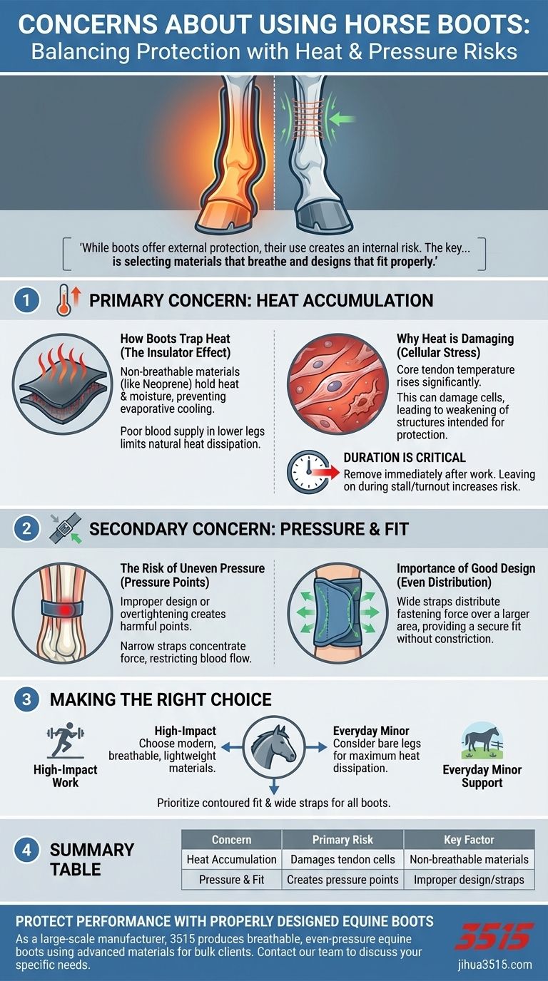Quali preoccupazioni solleva l'uso degli stivali? Gestione dei rischi di calore e pressione per le zampe del cavallo Guida Visiva