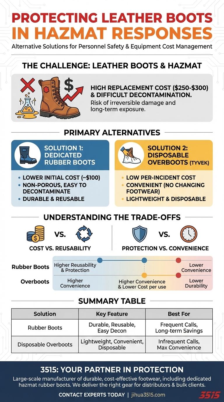 Que soluções alternativas existem para proteger botas de couro durante respostas a materiais perigosos? Preserve seu equipamento e seu orçamento Guia Visual