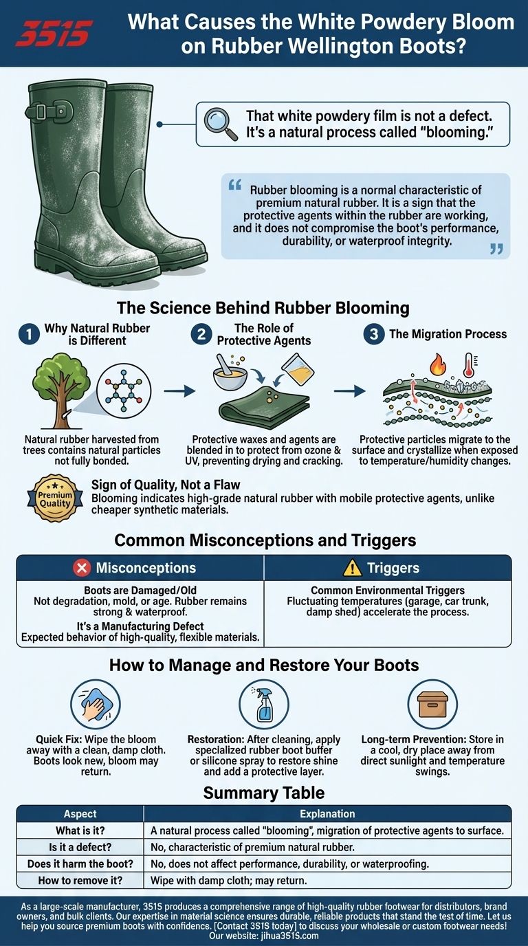ラバーブーツに白い粉のようなものが付着するのはなぜですか？それは高品質の証です ビジュアルガイド