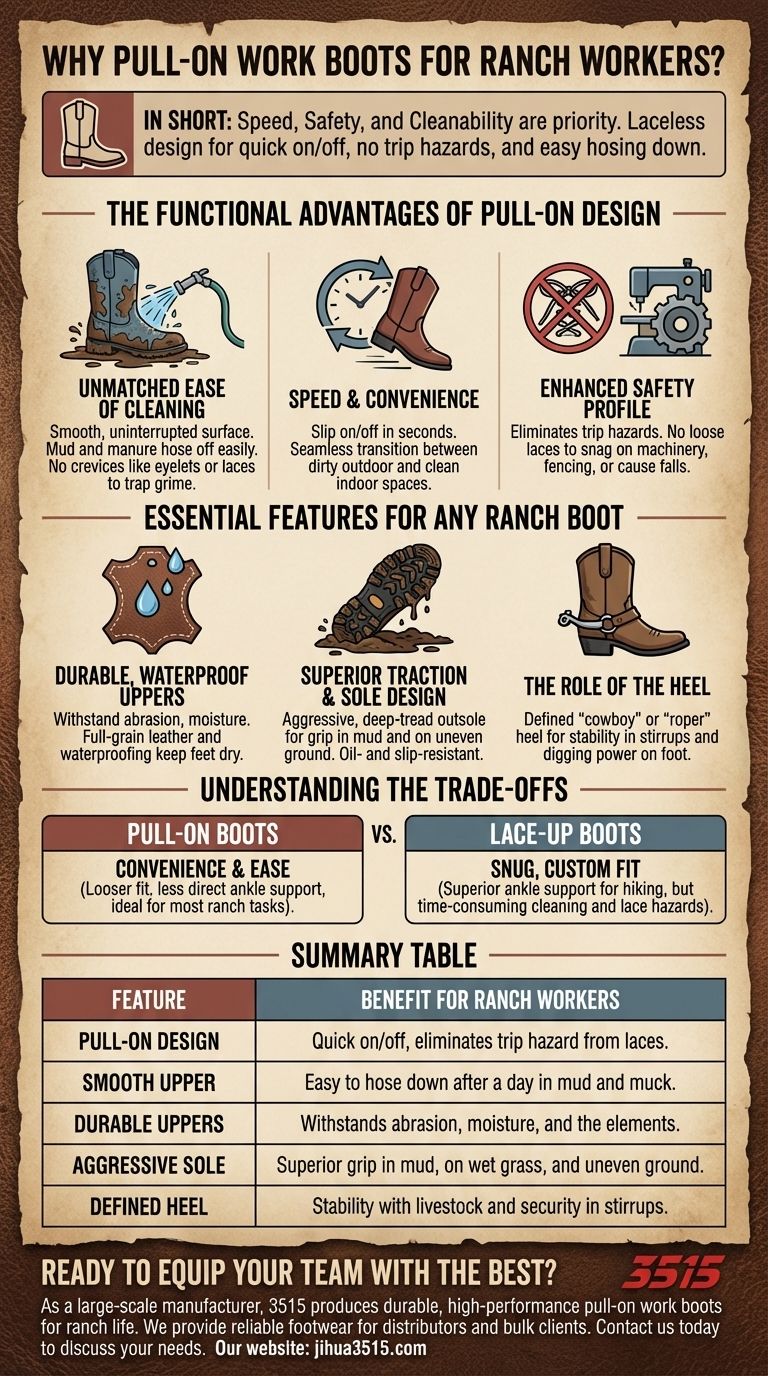 Perché gli stivali da lavoro senza lacci sono raccomandati per i lavoratori di ranch? Sicurezza, velocità e facilità di pulizia senza pari Guida Visiva