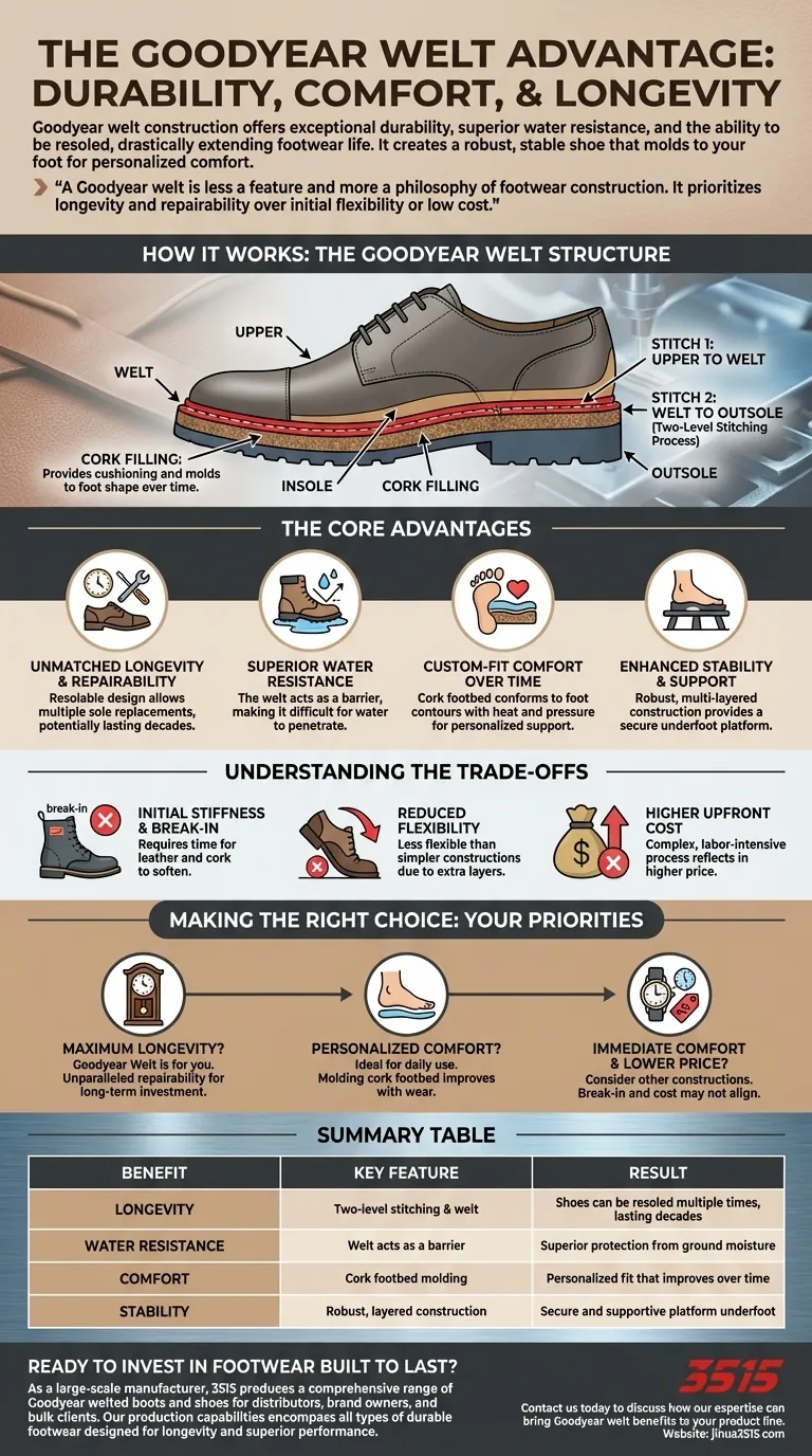 Quels sont les avantages de la construction Goodyear welt ? Bénéficiez de décennies de durabilité et de confort Guide Visuel