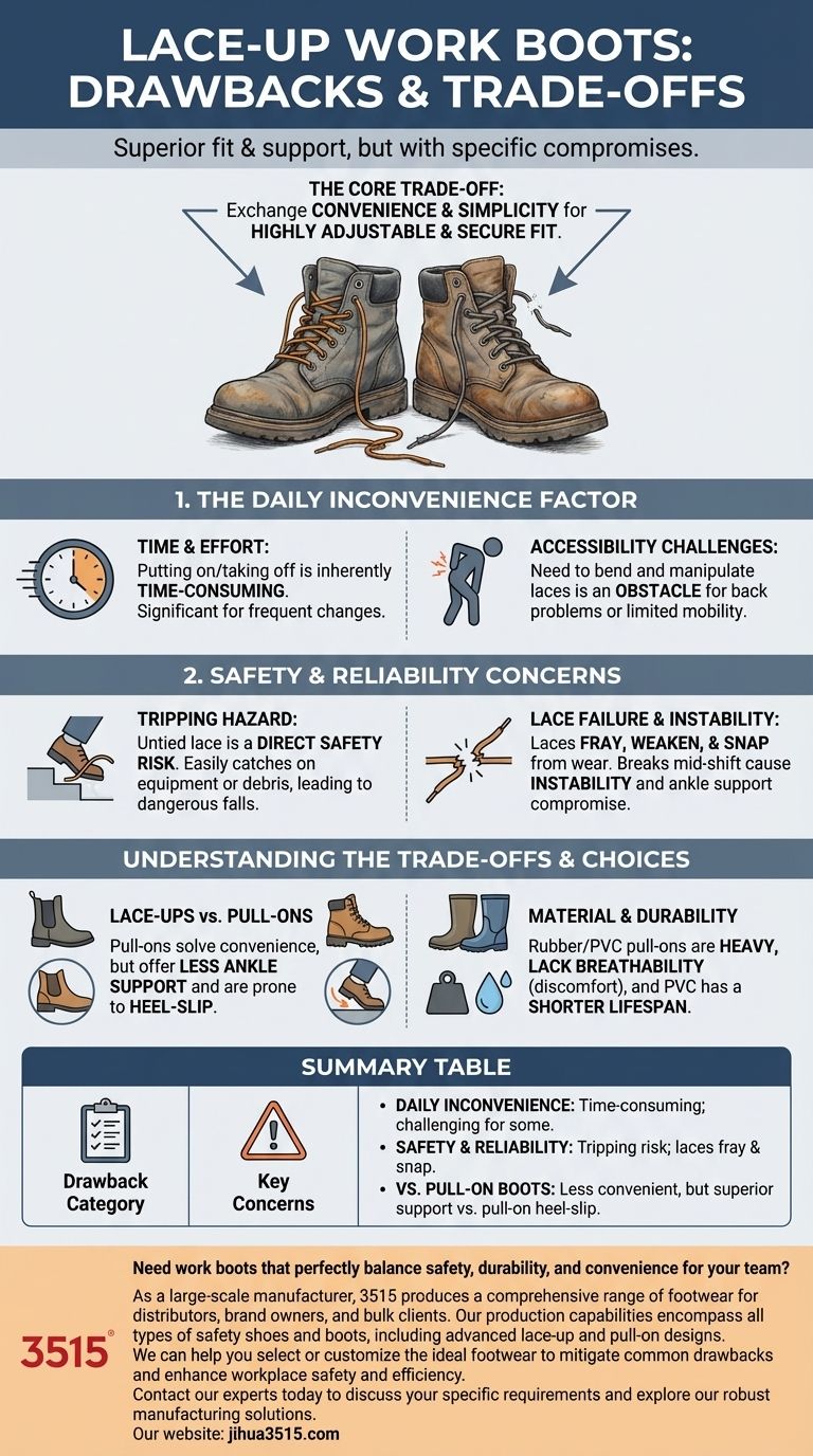 Quels sont les inconvénients des bottes de travail à lacets ? Découvrez les compromis pour la sécurité et la commodité. Guide Visuel