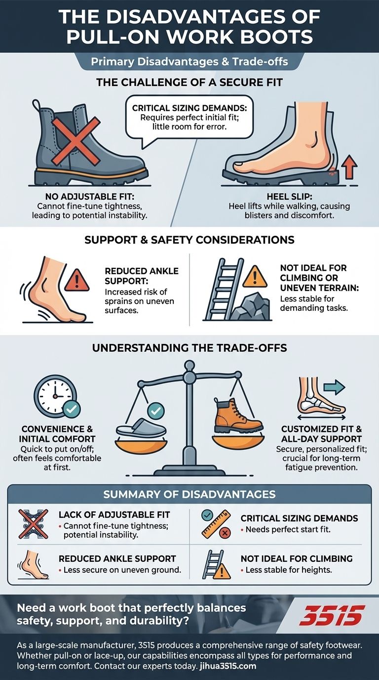 Quali sono gli svantaggi degli stivali da lavoro senza lacci? I compromessi critici tra vestibilità e sicurezza Guida Visiva
