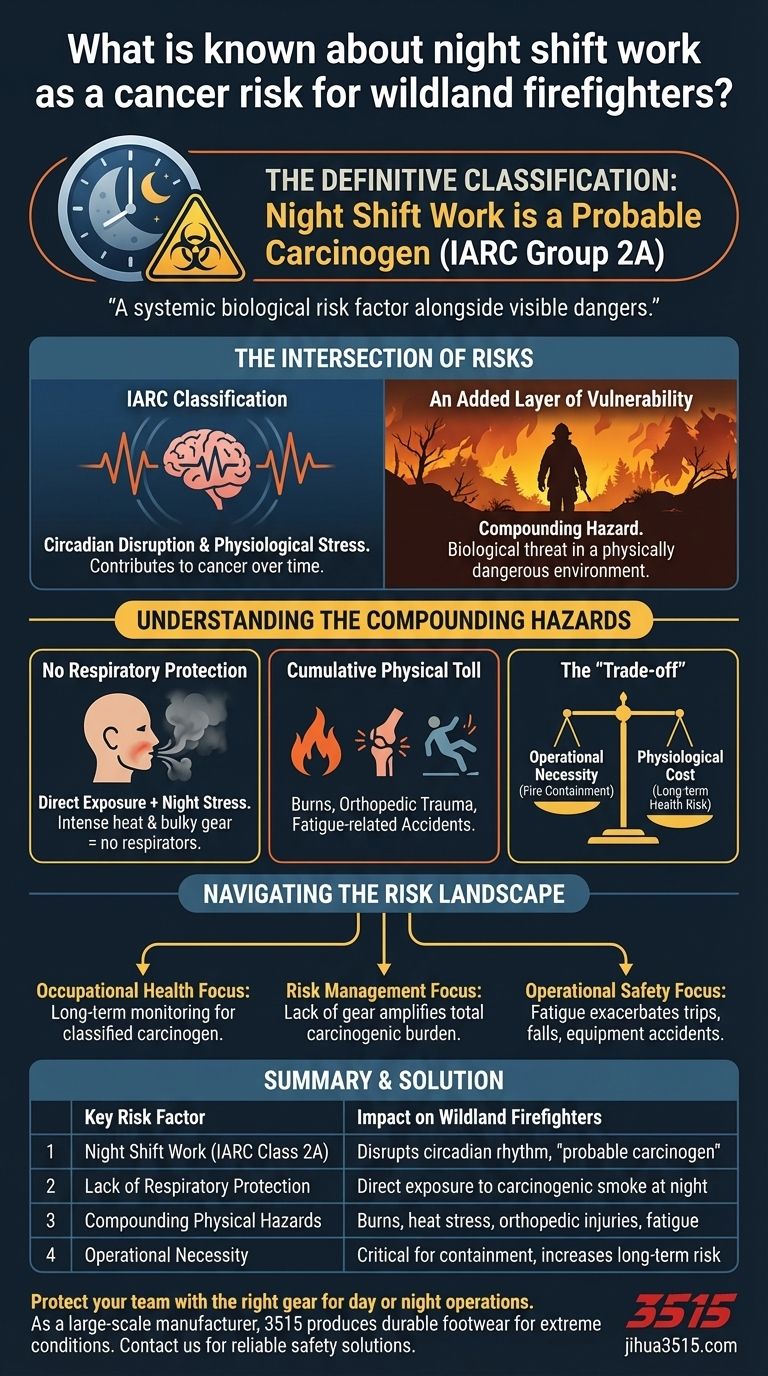 山火事消防士のがんリスクとしての夜勤について、どのようなことがわかっていますか？ IARCの「おそらく発がん性がある」分類の理解 ビジュアルガイド
