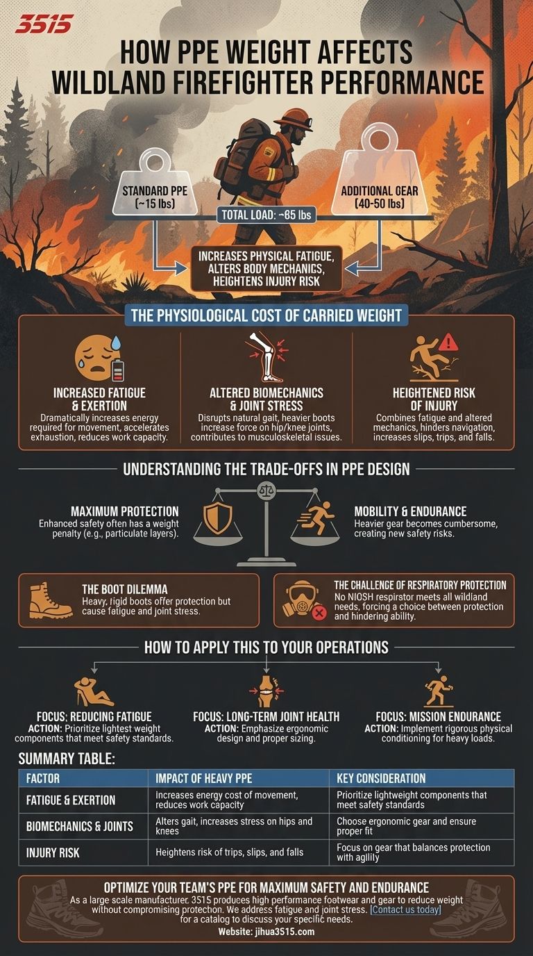 كيف يؤثر وزن معدات الوقاية الشخصية على أداء رجال الإطفاء في المناطق البرية؟ دليل لتحقيق التوازن بين السلامة والتنقل دليل مرئي