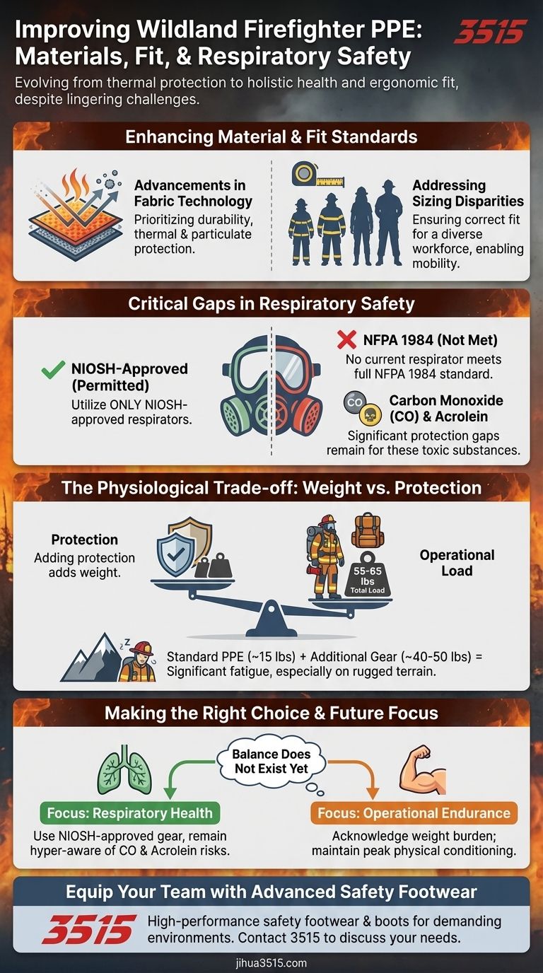 山火事消防士のPPE（個人用保護具）にはどのような改善が加えられていますか？安全性、フィット感、持久力のバランス ビジュアルガイド