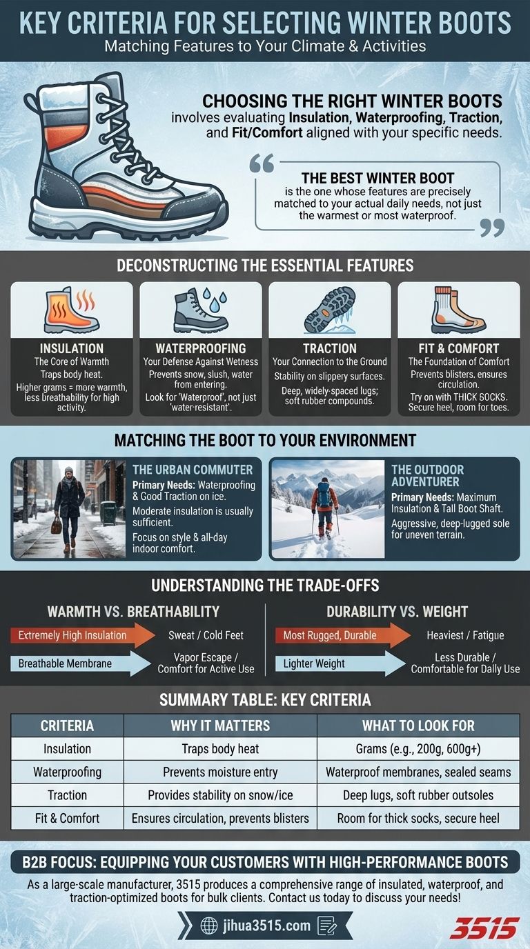 What are the key criteria to consider when buying winter boots? Find the Perfect Fit for Your Winter Needs Visual Guide