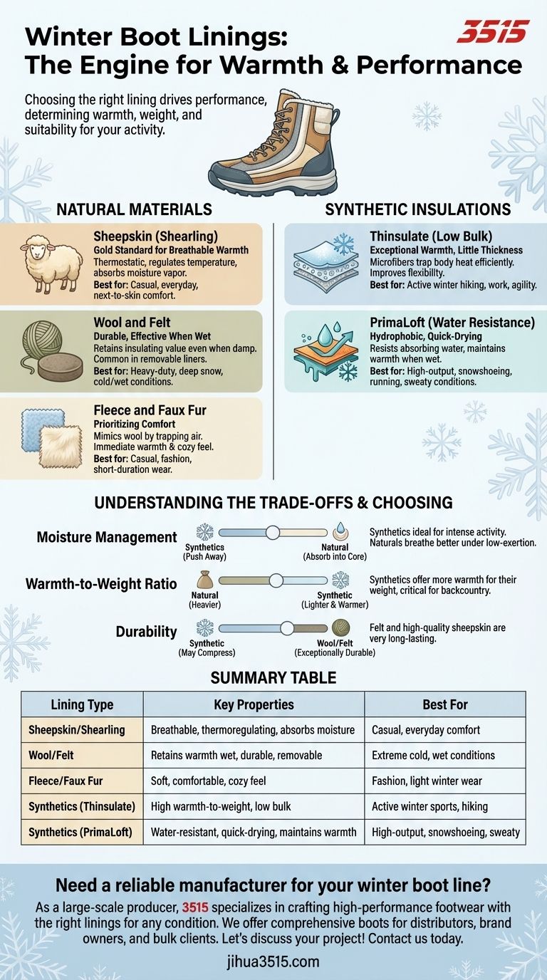 冬季靴子有哪些衬里类型及其用途？选择合适的绝缘材料以获得保暖和性能 图解指南