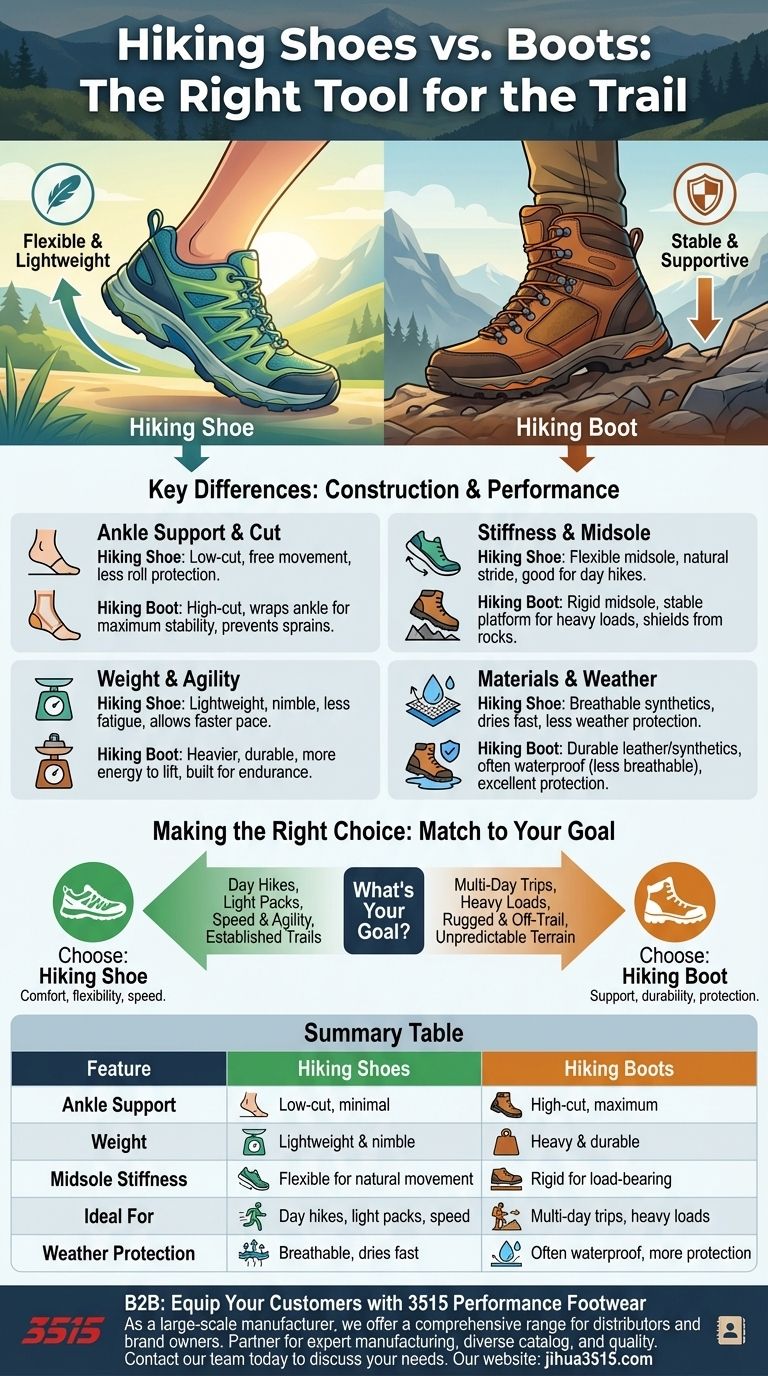 ハイキングシューズとハイキングブーツの違いは何ですか？あなたのトレイルに最適なフットウェアを見つけましょう ビジュアルガイド
