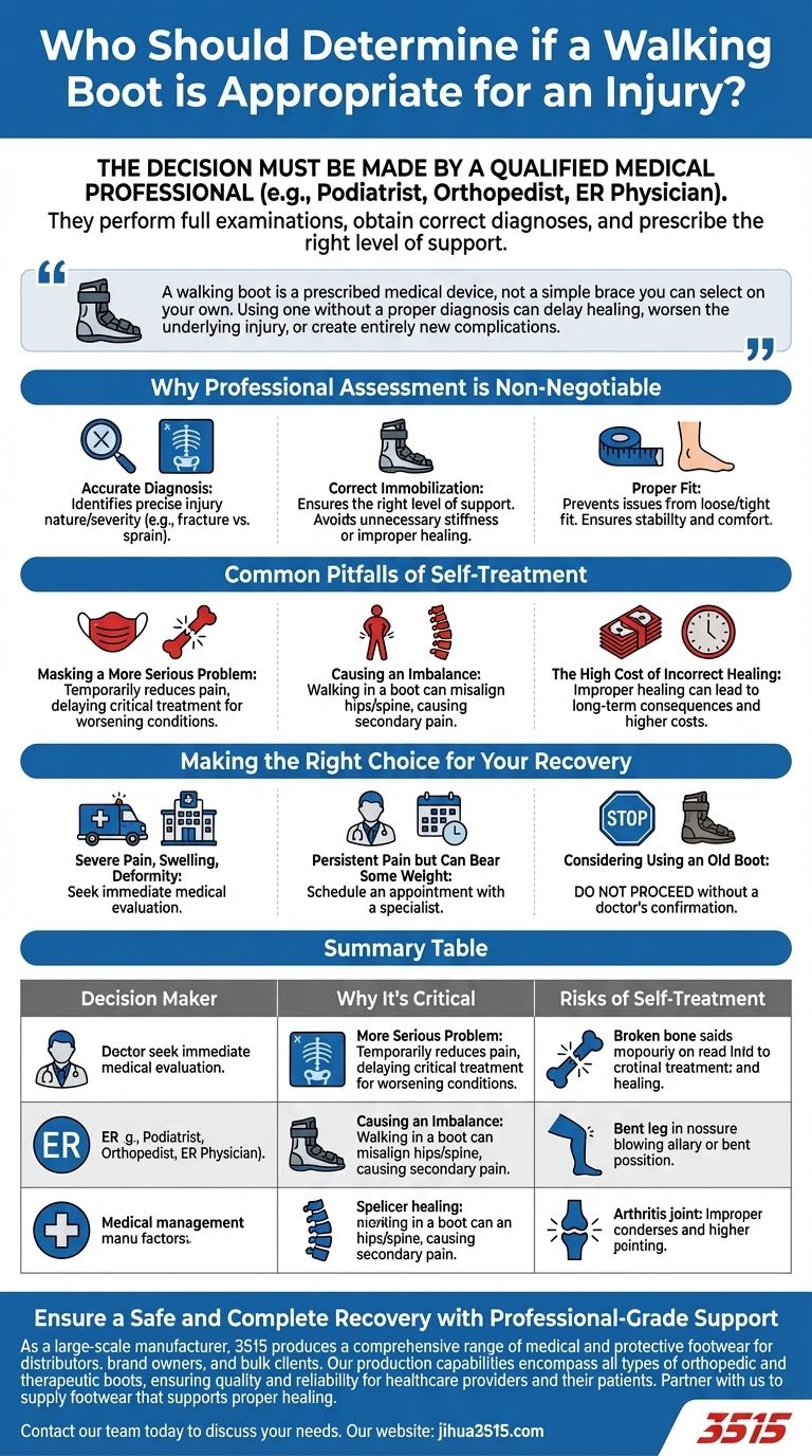 من يجب أن يحدد ما إذا كان حذاء المشي مناسبًا لإصابة ما؟ فقط أخصائي طبي مؤهل. دليل مرئي
