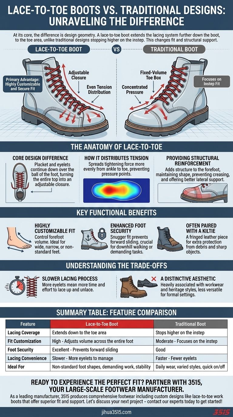 レース・トゥ・トゥ・ブーツは、従来のレーシングデザインとどう違うのですか？カスタムフィットと優れたサポートを手に入れましょう。 ビジュアルガイド