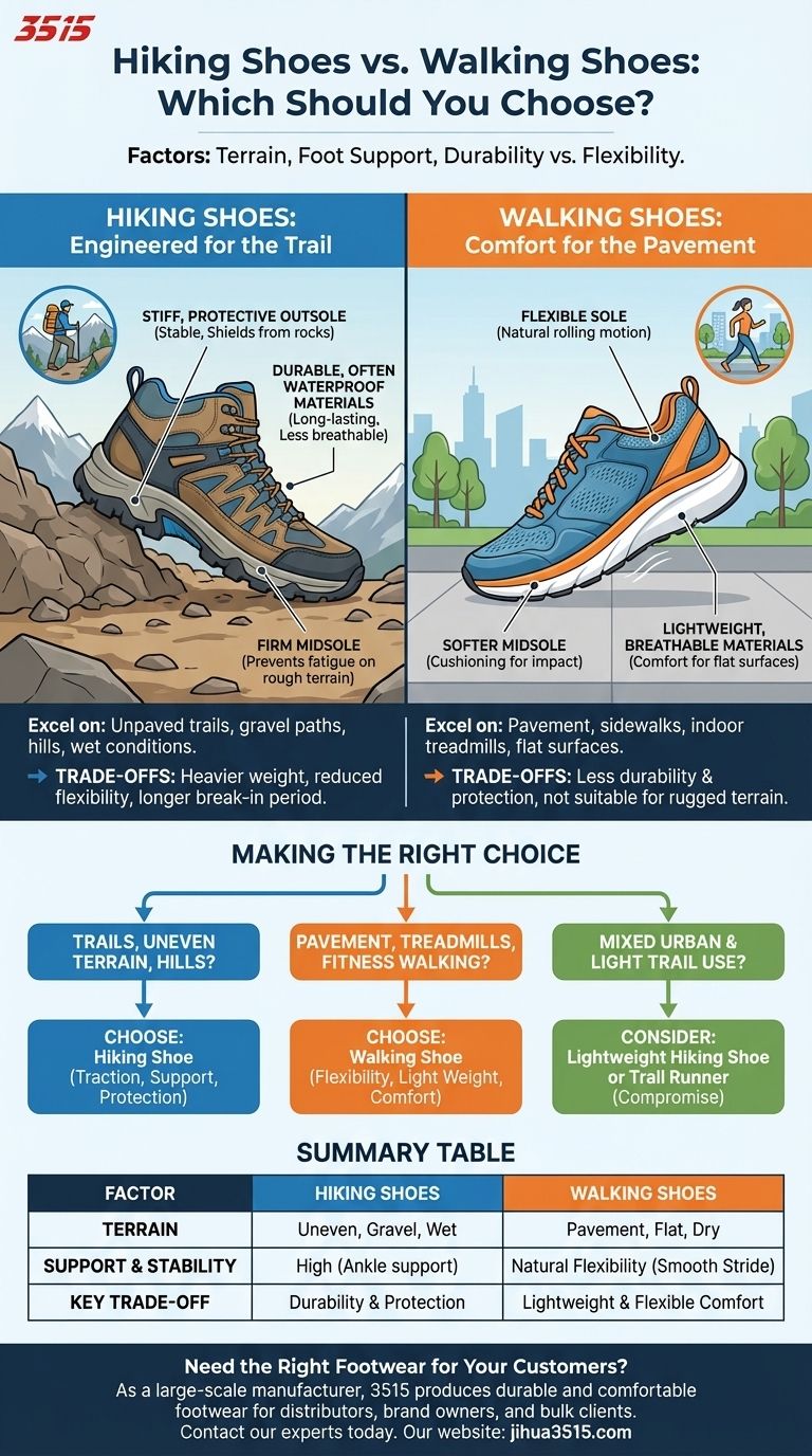 在决定是否将徒步鞋用于步行时应考虑哪些因素？选择适合您路径的鞋子 图解指南