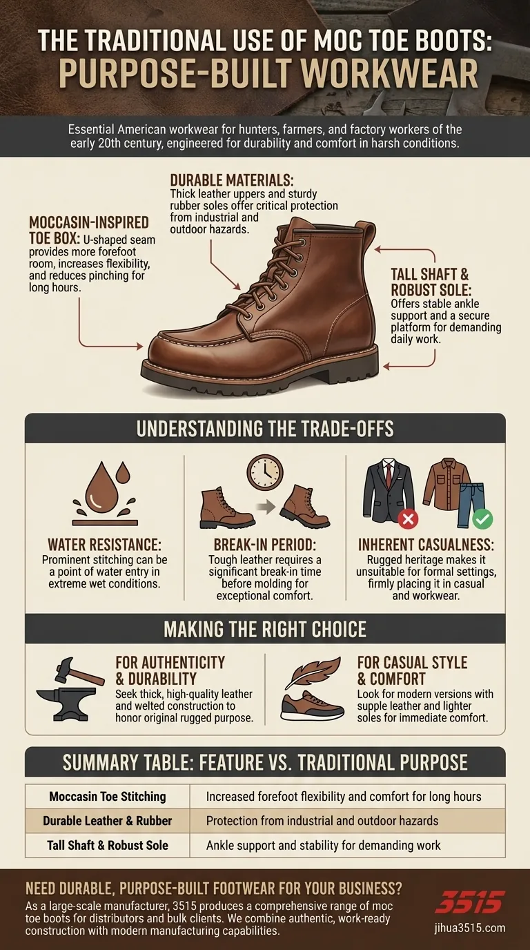 Quelle était l'utilisation traditionnelle des bottes à bout moccasin ? Conçues pour les travailleurs et les chasseurs américains Guide Visuel