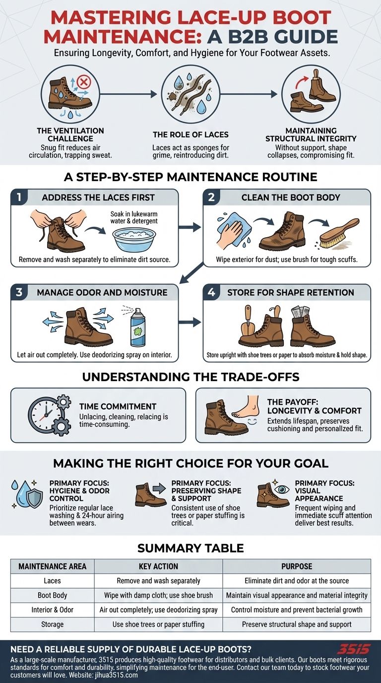 ما هي متطلبات صيانة الأحذية ذات الأربطة؟ دليل لطول العمر والنظافة دليل مرئي