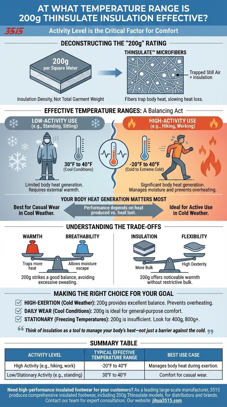 200gシンサレート断熱材は、通常どの温度範囲で効果的ですか？アクティブ＆カジュアルユースガイド ビジュアルガイド