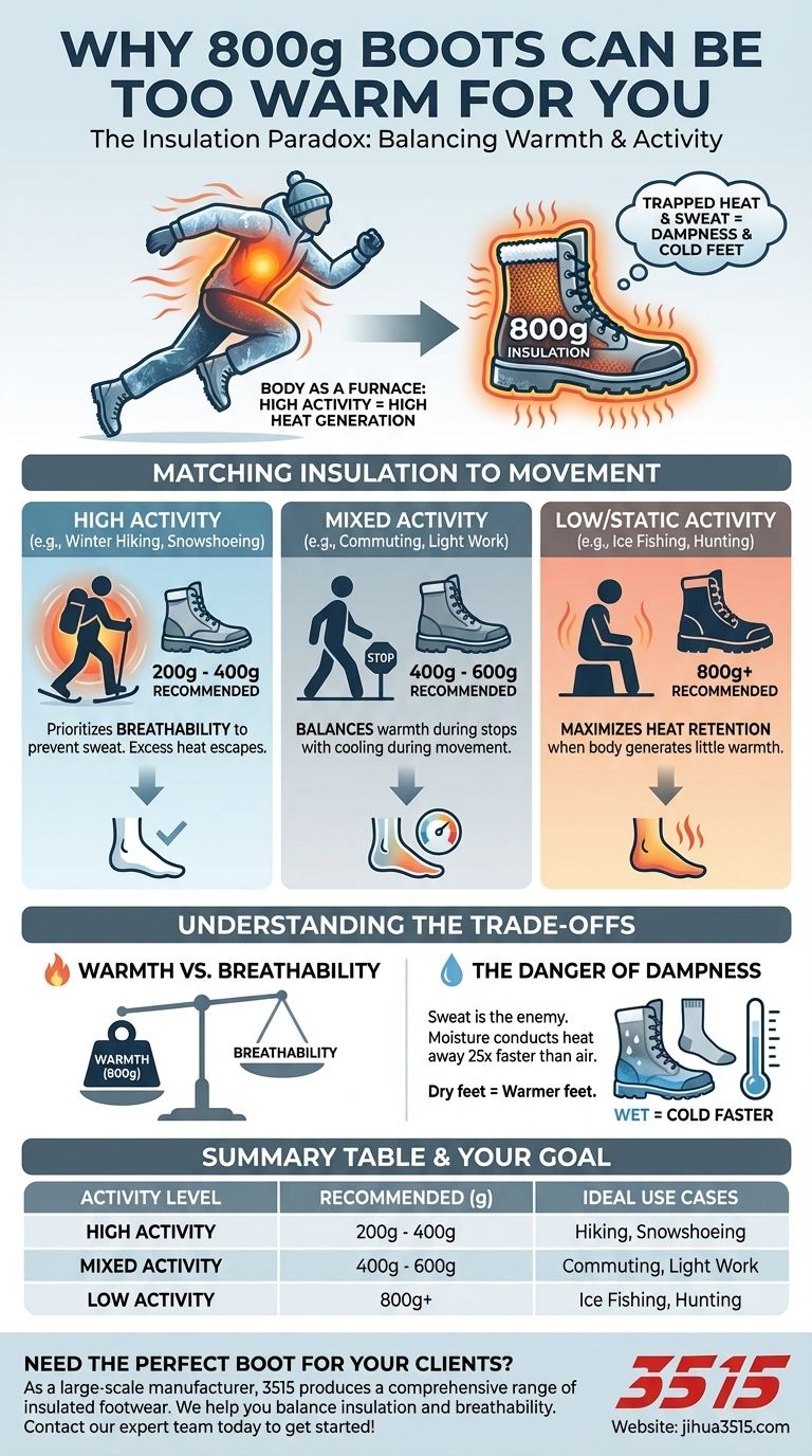 ¿Por qué las botas con aislamiento de 800 g podrían ser demasiado cálidas para algunas actividades? Evite el sobrecalentamiento y los pies sudorosos Guía Visual