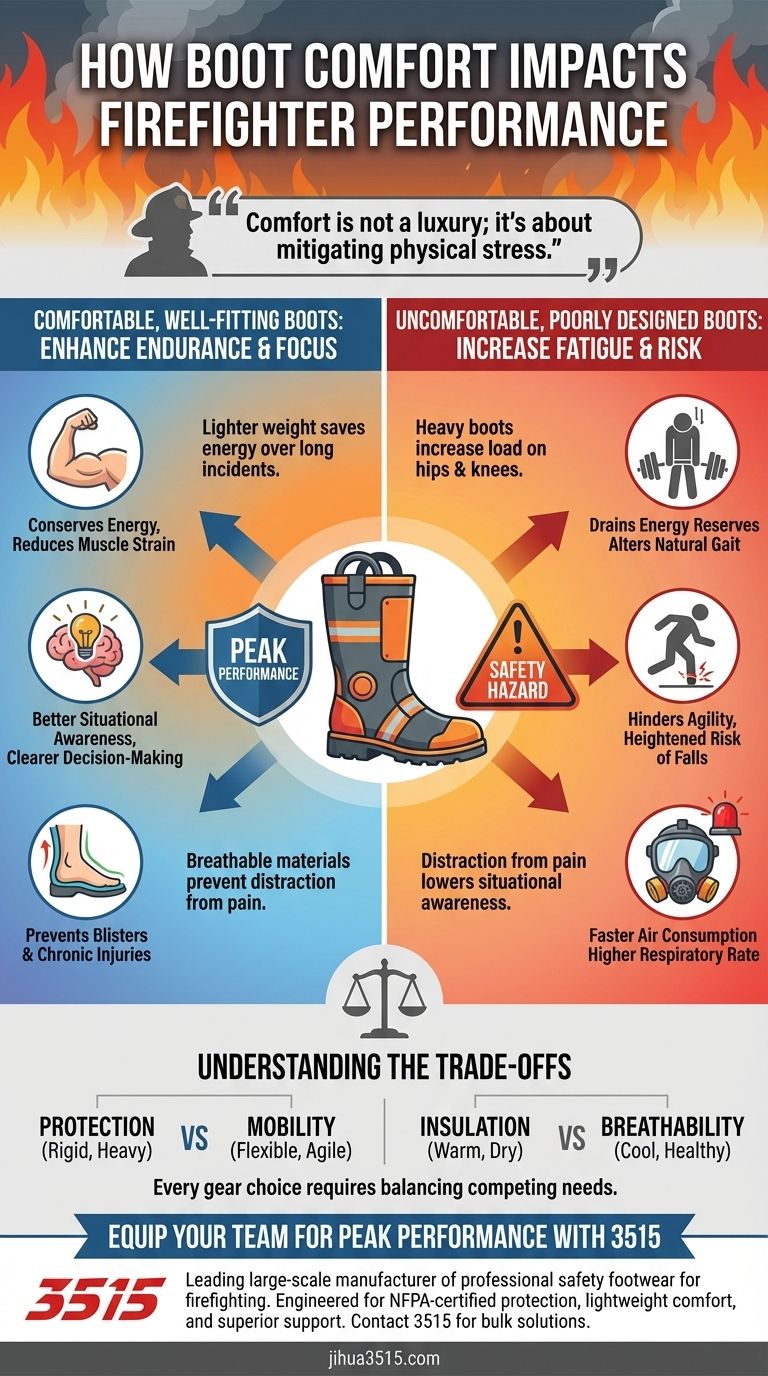消防士のブーツの快適性は、消防活動のパフォーマンスにどのように影響しますか？火災現場での持久力と安全性を向上させる ビジュアルガイド