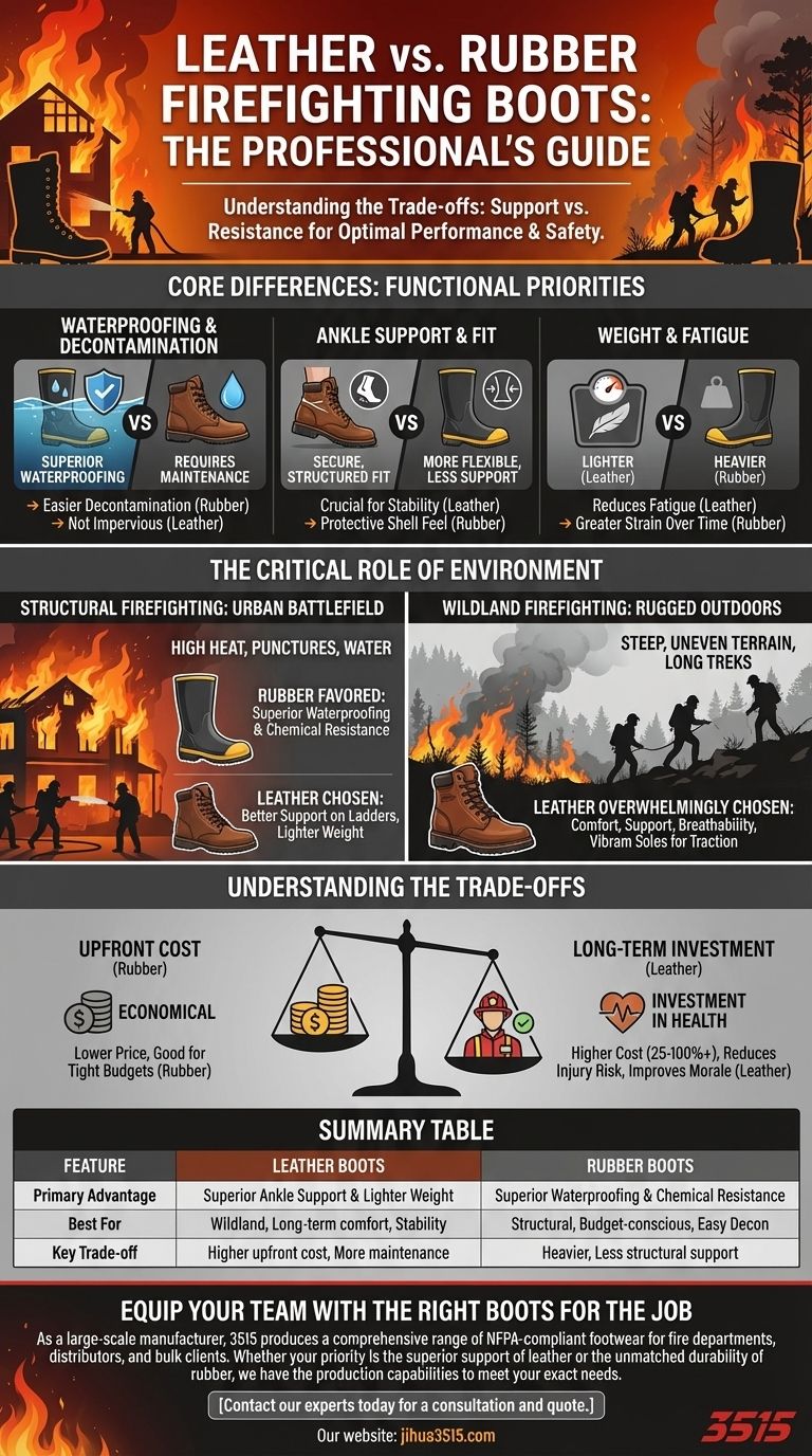 Quelles sont les différences entre les bottes de pompier en cuir et en caoutchouc ? Choisissez la bonne protection pour votre mission Guide Visuel