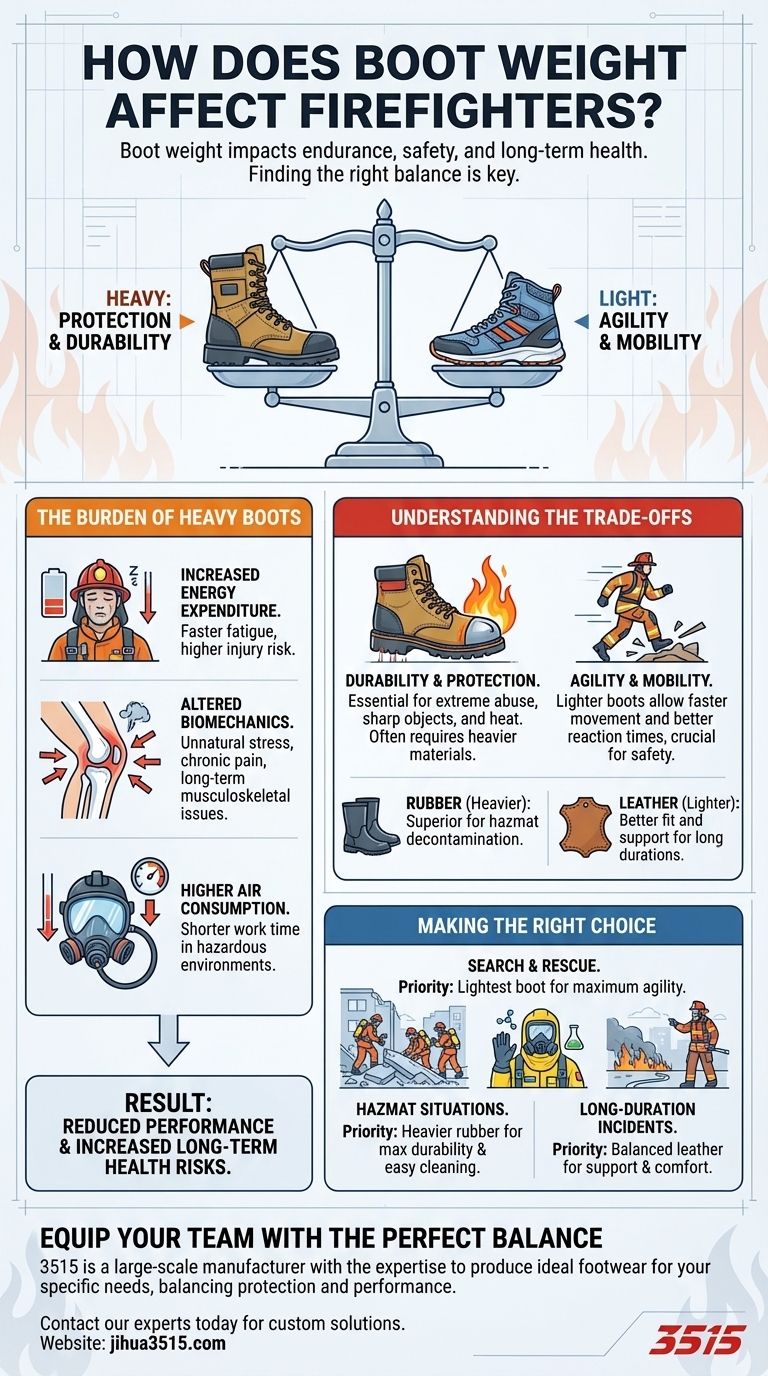 Como o peso das botas afeta os bombeiros? Equilibrando agilidade, durabilidade e segurança Guia Visual