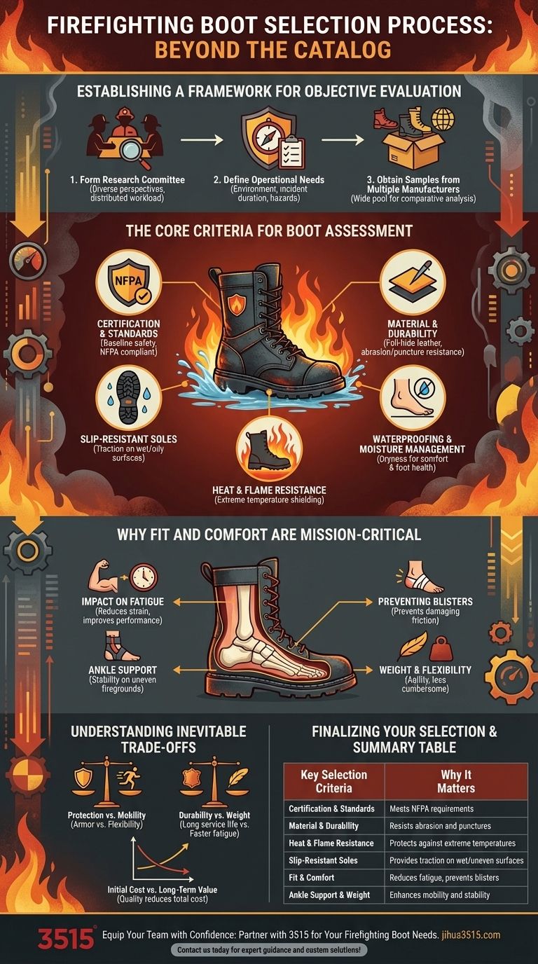 消防ブーツの選定プロセスに含めるべきことは何ですか？ 部門向けのステップバイステップガイド ビジュアルガイド