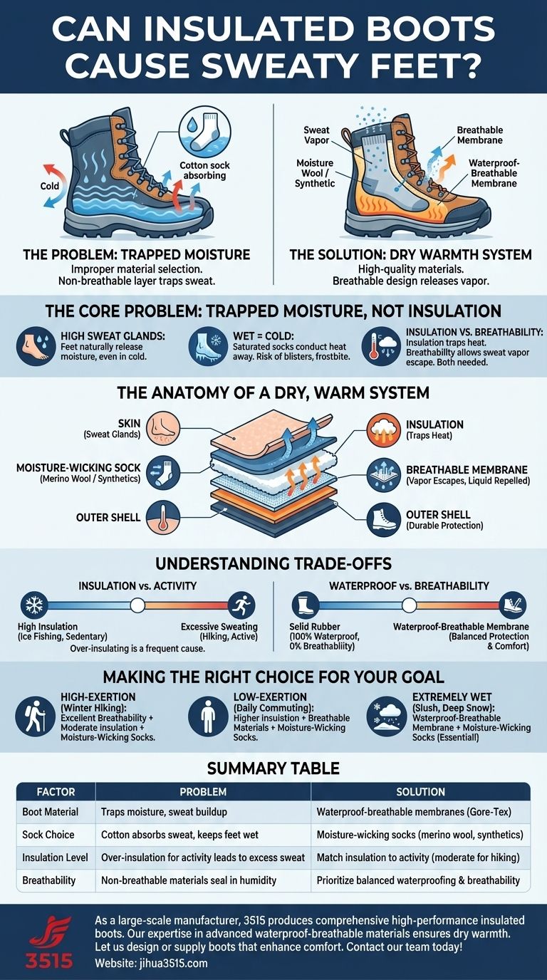 As botas isoladas podem causar suor nos pés? Como garantir calor seco com os materiais certos. Guia Visual
