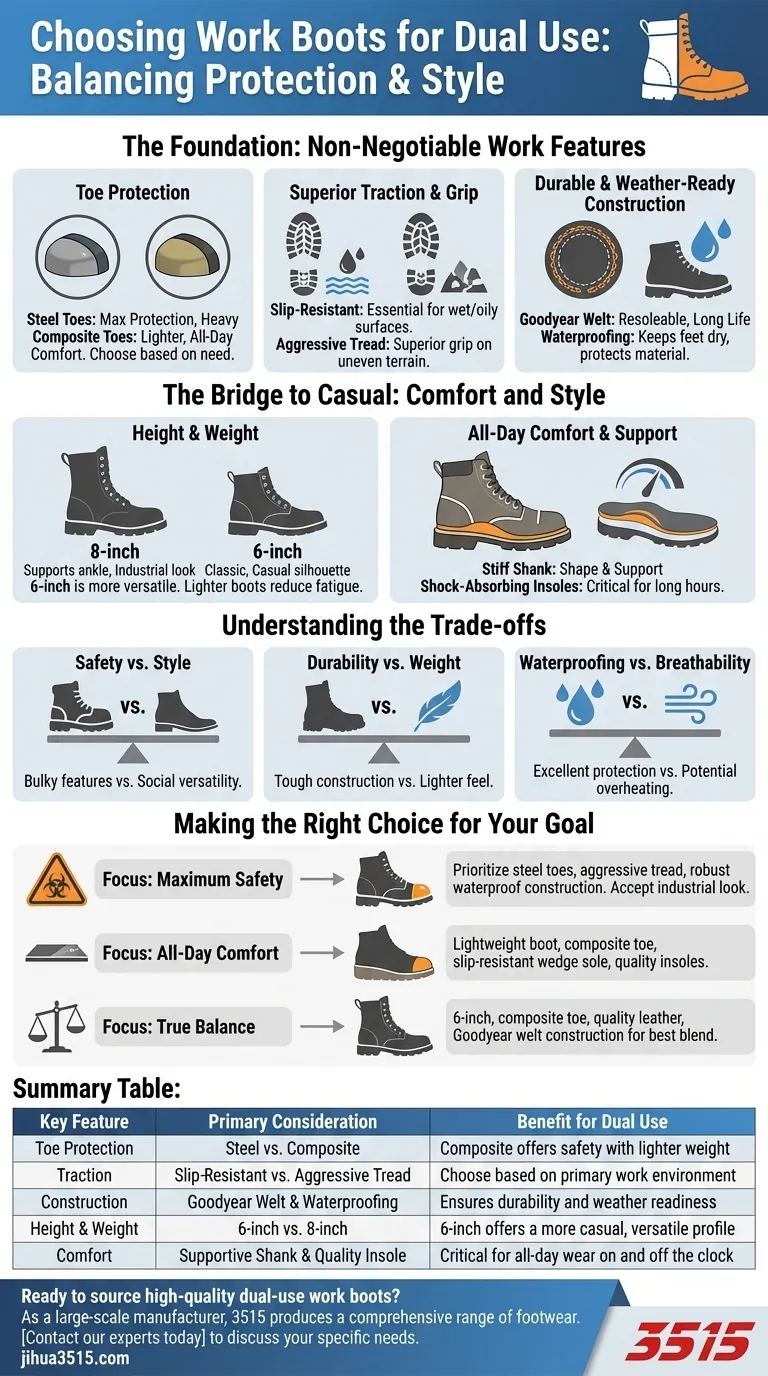 Quelles caractéristiques faut-il prendre en compte lors du choix de bottes de travail à double usage ? Trouvez l'équilibre parfait pour le travail et les loisirs Guide Visuel