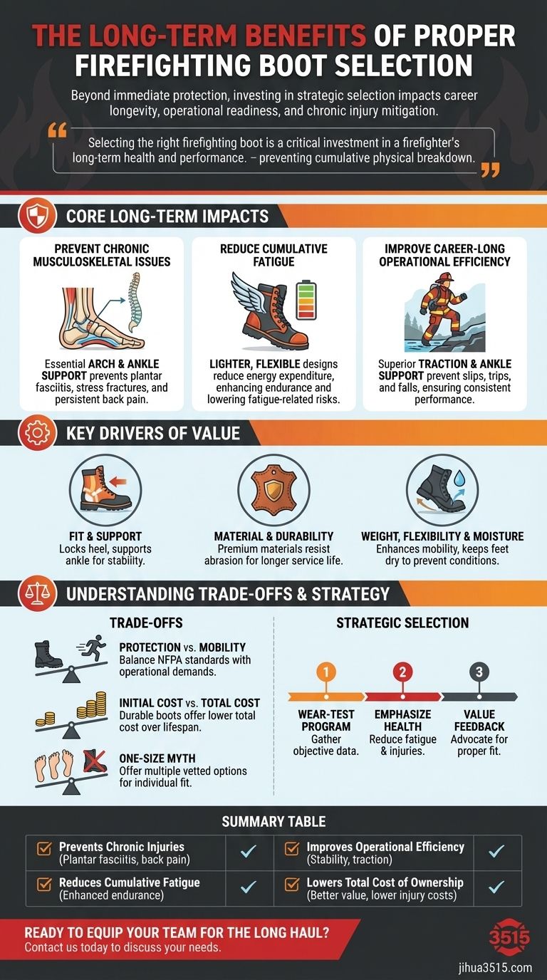 Quali sono i benefici a lungo termine della corretta selezione degli stivali antincendio? Garantire longevità e sicurezza della carriera Guida Visiva