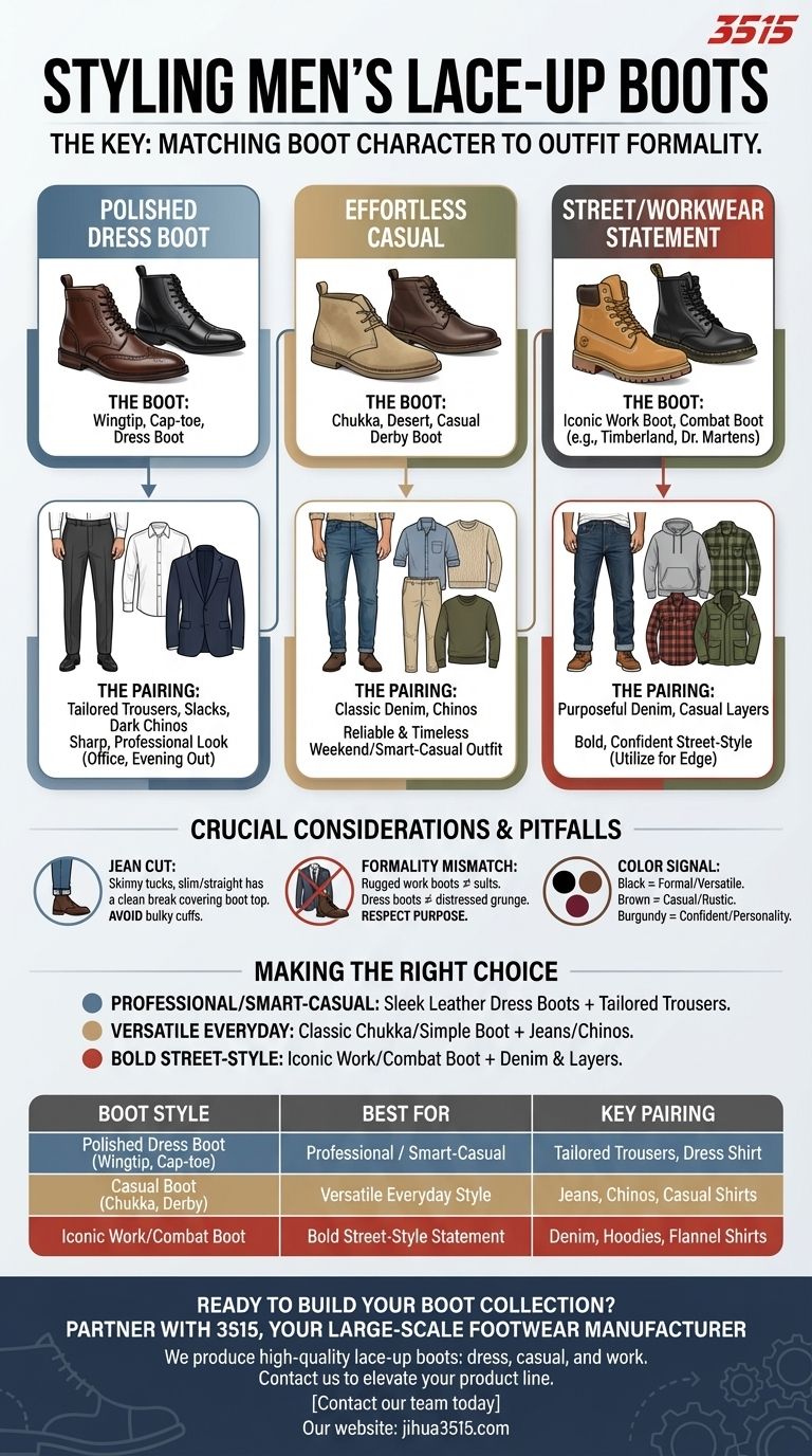 ¿Cuáles son algunas ideas de estilo para combinar botas con cordones para hombre con atuendos? Domina la formalidad y la estética Guía Visual