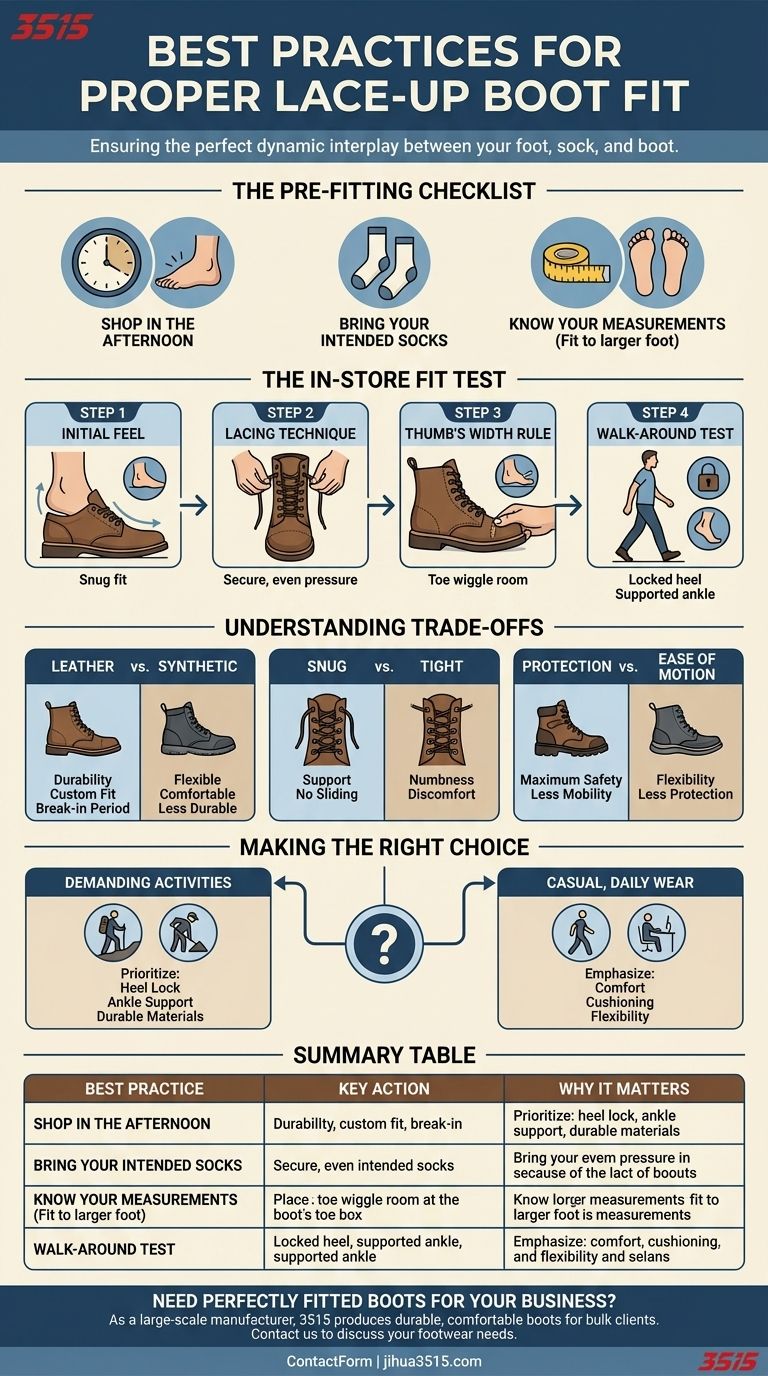 Quali sono le migliori pratiche per garantire una calzata corretta quando si acquistano stivali stringati? Padroneggia la calzata per un comfort che dura tutto il giorno Guida Visiva
