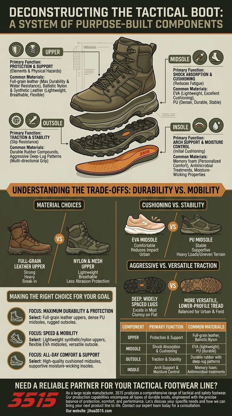 Quels sont les composants clés des bottes tactiques ? Un guide de durabilité et de performance Guide Visuel