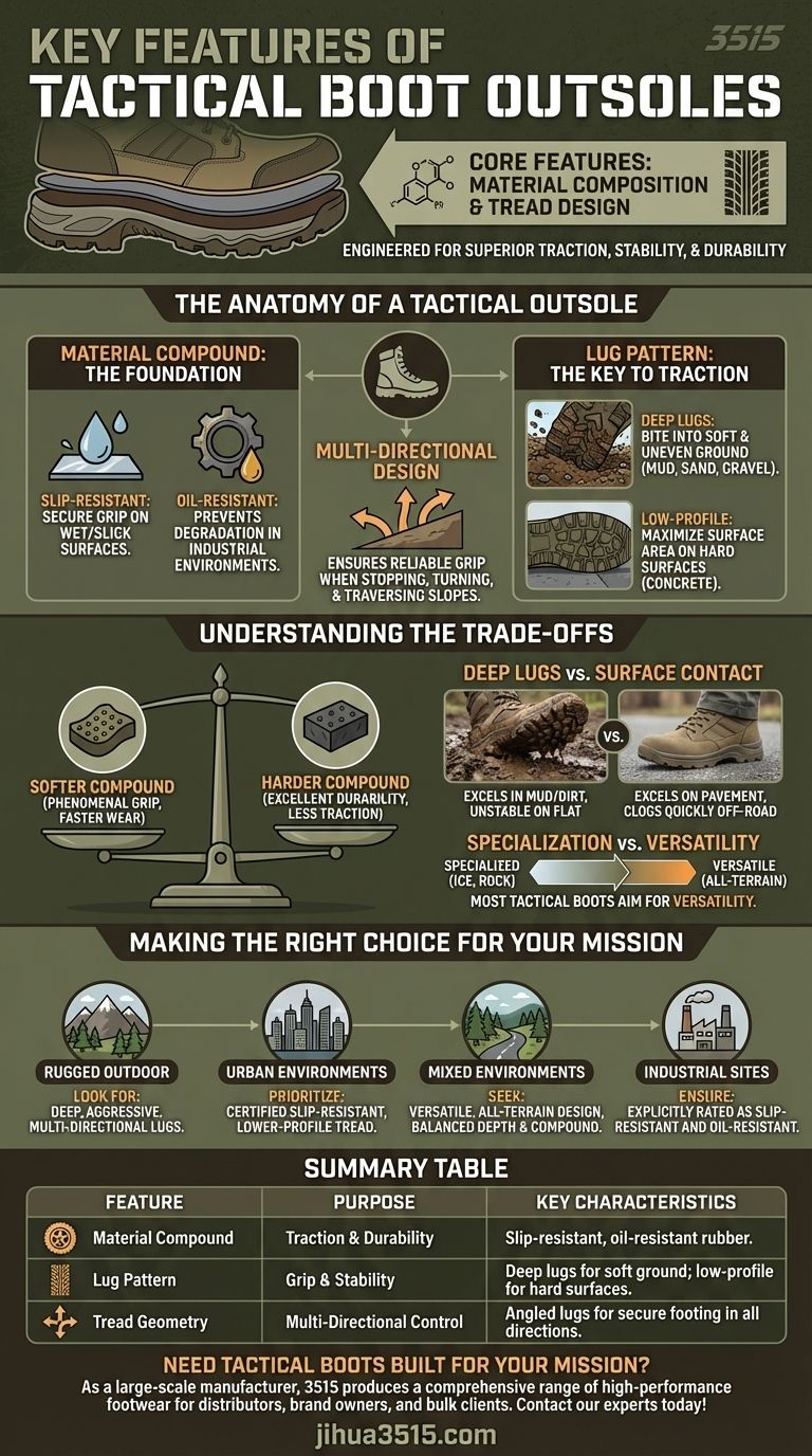 ما هي السمات الرئيسية لنعل الحذاء الخارجي في الأحذية التكتيكية؟ إتقان الجر والمتانة دليل مرئي