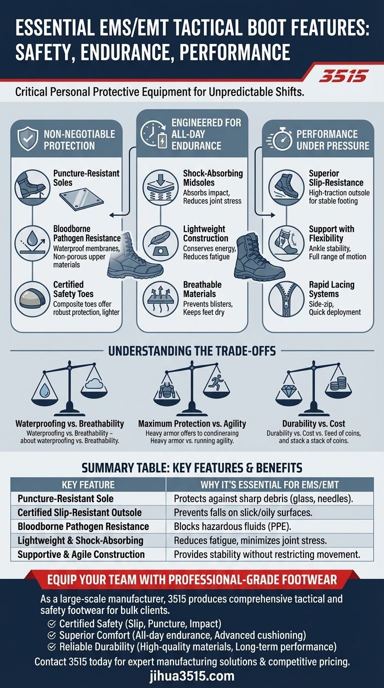 Quelles sont les caractéristiques essentielles des bottes tactiques pour les professionnels des services médicaux d'urgence (SMU) / techniciens médicaux d'urgence (TMU) ? Un guide sur la sécurité et l'endurance Guide Visuel