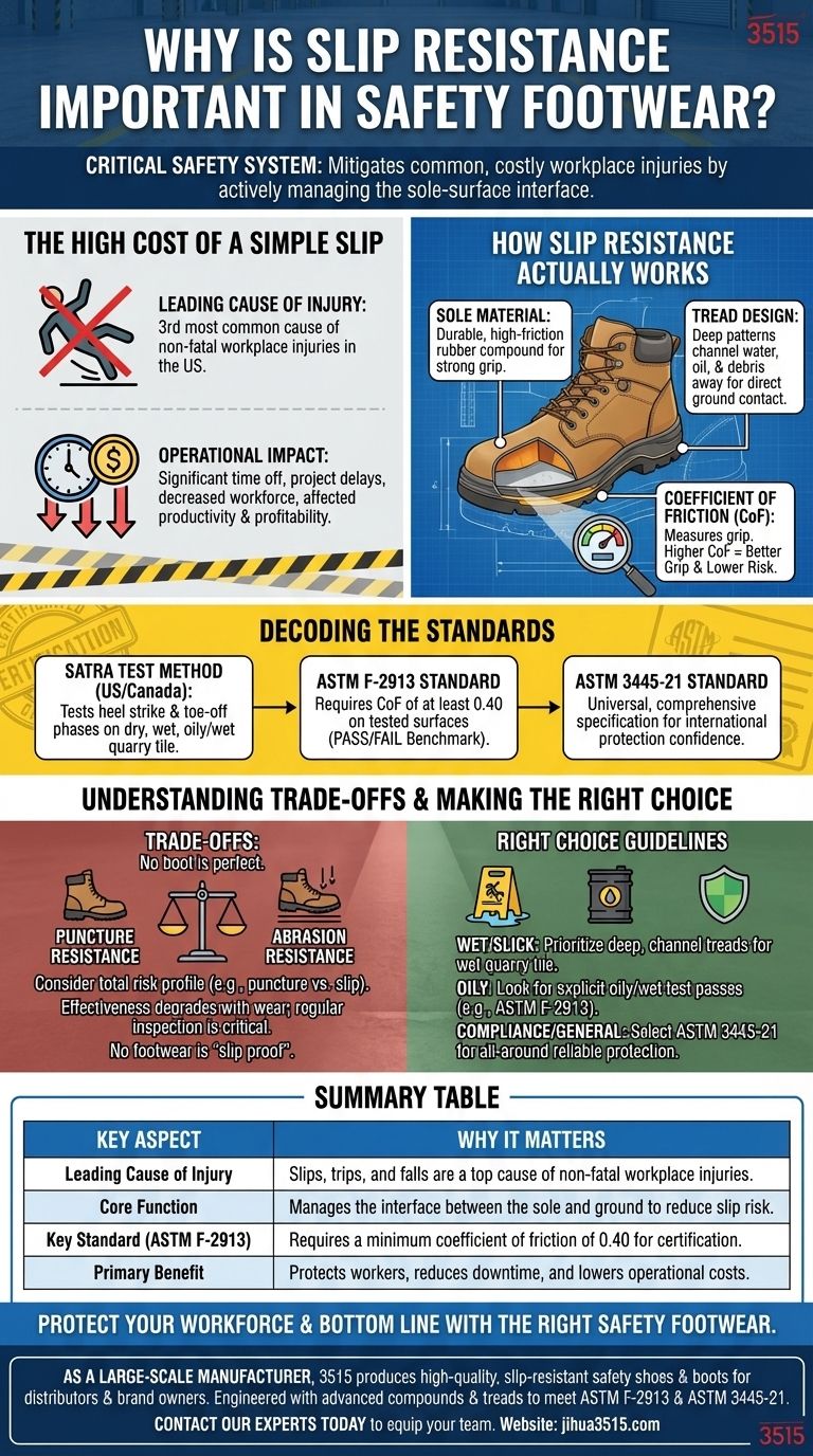 안전화에서 미끄럼 방지가 중요한 이유는 무엇인가요? 비용이 많이 드는 작업장 미끄러짐 및 낙상 방지 시각적 가이드