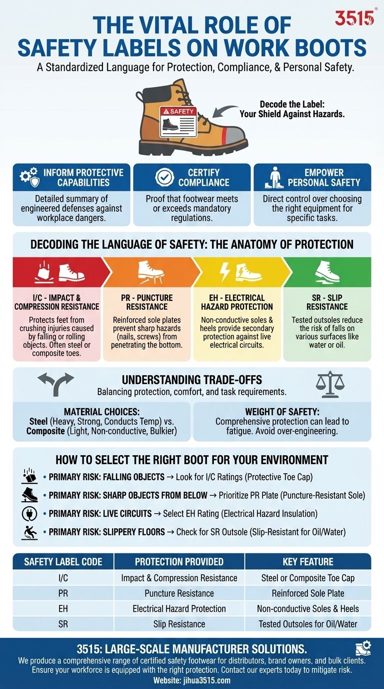 作業用ブーツの安全ラベルの主な目的は何ですか？適切なPPEを選択するためのガイド ビジュアルガイド
