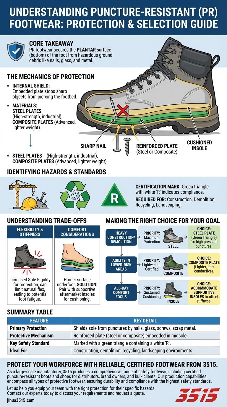 ما هي الحماية التي توفرها الأحذية المقاومة للثقب (PR)؟ درع ضد المخاطر الخفية دليل مرئي