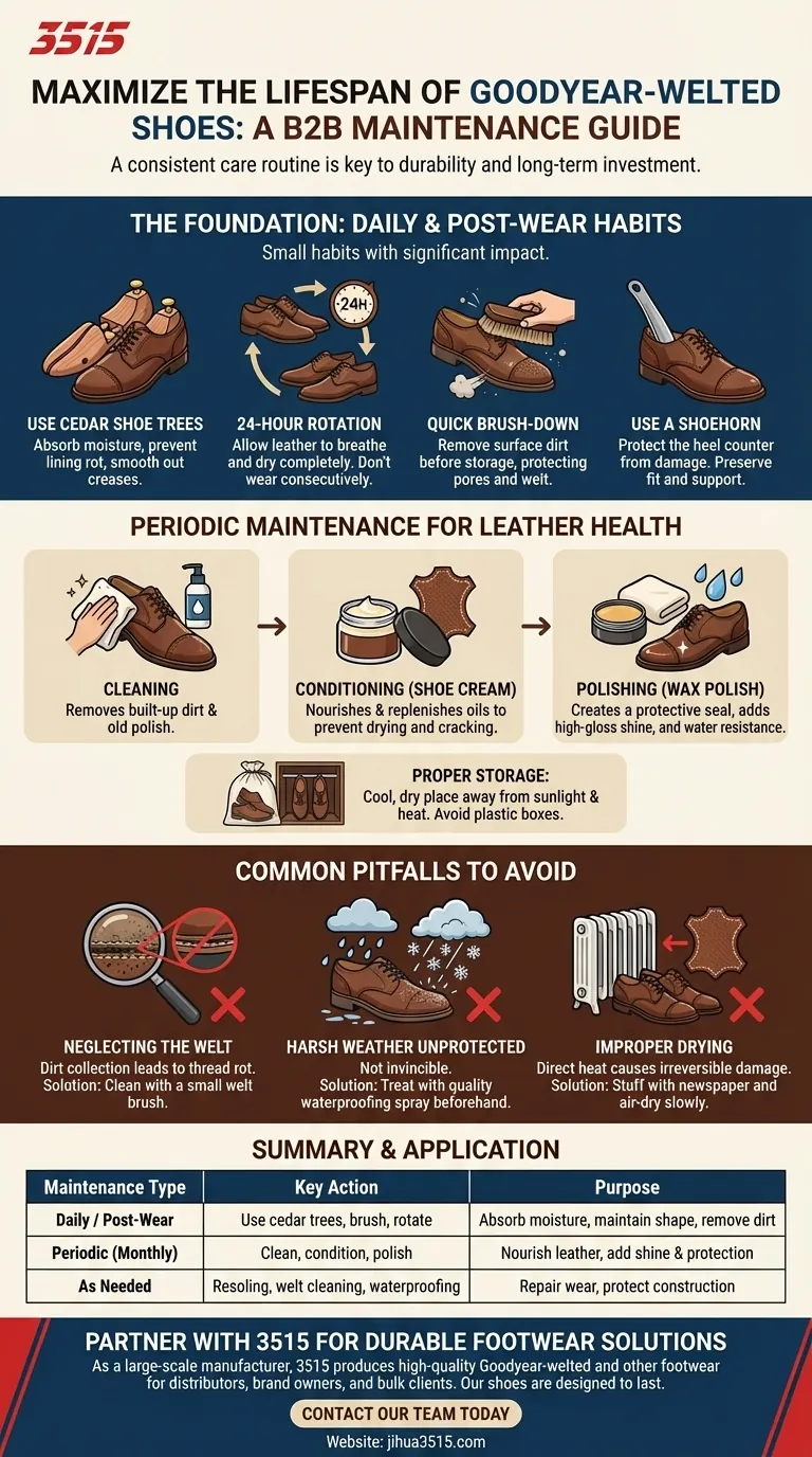 Quels conseils d'entretien peuvent aider à prolonger la durée de vie des chaussures Goodyear cousues ? Préservez votre investissement pendant des décennies Guide Visuel