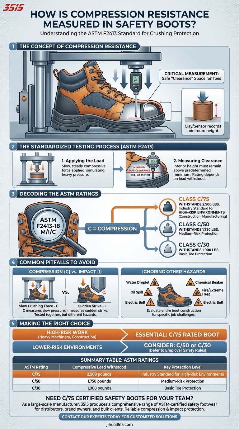 Come viene misurata la resistenza alla compressione negli scarponi di sicurezza? Garantisci la massima protezione delle dita sul lavoro Guida Visiva