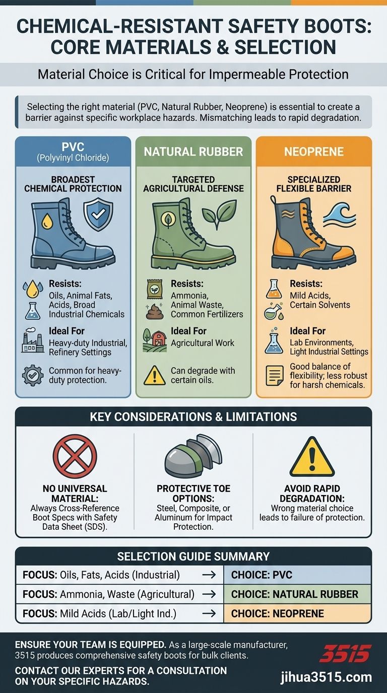 耐薬品性安全ブーツに使用される素材は何ですか？PVC、ゴム、またはネオプレンですか？ ビジュアルガイド