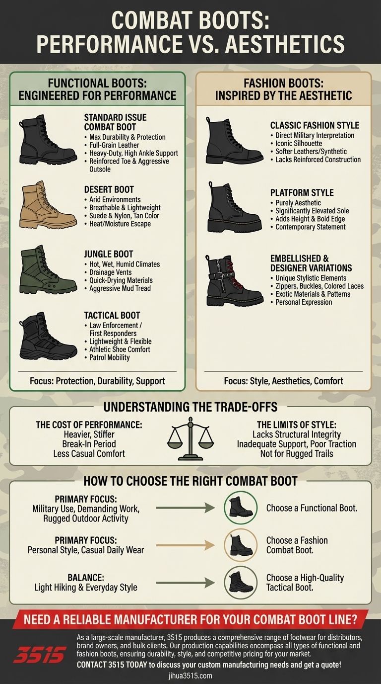 Quais são os diferentes estilos de botas de combate disponíveis? Um guia de desempenho vs. moda Guia Visual