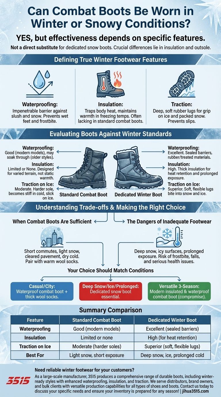전투화는 겨울이나 눈 오는 날씨에 신을 수 있나요? 겨울용 신발 가이드 시각적 가이드